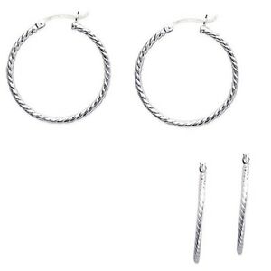 【貨物輸送無料】添え物 頸飾り アルジェントboucles doreilles creoles torsades 3糎 en argent 925  neuves