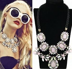 【貨物輸送無料】付属物 頸飾り チェーンネックレスチョーカーブロガーピンクstatement collier strass chunky catena collana blogger choker fiori verde rosa ネックレス・ペンダント-ジュエリー・アクセサリー