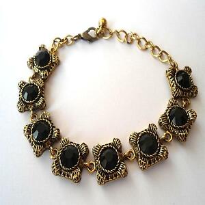 【送料無料】アクセサリー　ネックレス　カフレトロカラーゴールドオニキスブラックbracciale donna retr colore oro cesellato anticato con onice nero 275 j｜hokushin