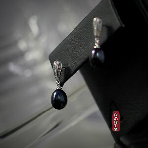【貨物輸送無料】付属物 首飾り パールデアルジェントboucles doreilles clous perle de culture grise noire argent 925 goutte 9粍10粍