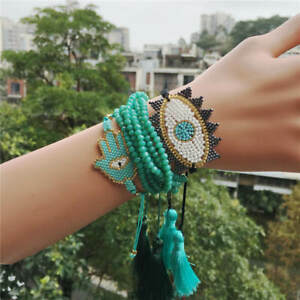 【貨物輸送無料】付属物 首飾り 腕輪腕輪go2boho miyuki bracelet evil eye bracelet hamsa hand jewelry pulseras green c