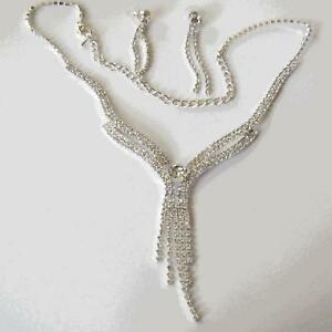 【貨物輸送無料】付属物 首飾り テニスネックレスイヤリングシルバーカラーparure donna tennis collana e orecchini colore argento con zirconi bianchi  72 z