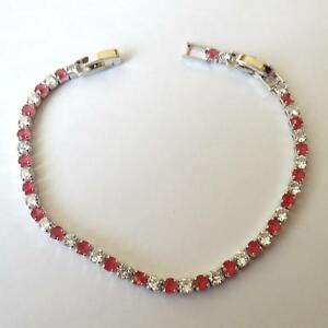 【貨物輸送無料】付属物 首飾り テニスブレスレットカラーシルバーレッドルビーホワイトbracciale tennis donna colore argento rubini rossi zirconi bianchi 17 19 珊 5 l