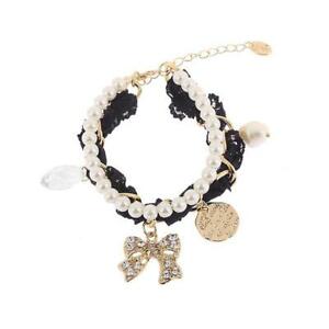 【貨物輸送無料】付属物 首飾り カフステープルbracciale donna didofa dfb176a colorato ros perle bianche fiocco nero