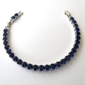 【貨物輸送無料】付属物 首飾り テニスブレスレットカラーシルバーサファイアbracciale tennis colore argento grandi zaffiri blu 5 粍   20  17,5 珊  115 zz