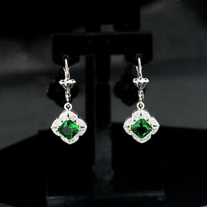 【貨物輸送無料】付属物 首飾り アルジェントエムロードboucles doreilles dormeuses pendante argent 925 4 feuille vert emeraude cy3