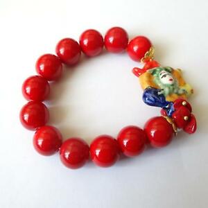 【貨物輸送無料】付属物 首飾り カフゴールドレッドコーラルbracciale donna colore oro corallo rosso e perle con trinacria centrale  412 bb