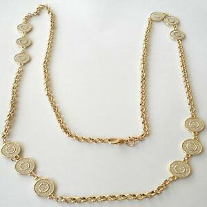 【貨物輸送無料】付属物 首飾り ネックレスレースチェーンカラーゴールドディスクcollana laccio donna catena colore oro con dischi brillantati  286 j