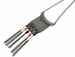 【貨物輸送無料】付属物 首飾り ※流行り物cl524 * sautoir collier pendentif franges billes mtal perles strass mode  gris