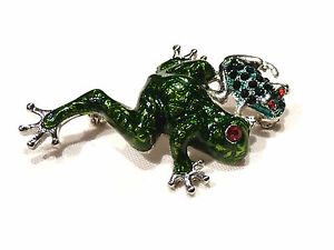 【貨物輸送無料】付属物 首飾り bijou alliage argent broche maille grenouille et son bb brooch