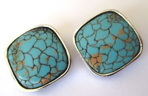 【貨物輸送無料】付属物 頸飾り クリップビンテージアルジェントカボションターコイズboucles doreilles clips bijou vintage couleur argent cabochon turquoise 645 ネックレス・ペンダント-男女兼用アクセサリー