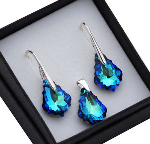 【送料無料】アクセサリー　ネックレス　イヤリングフックバロックスワロフスキークリスタルセット925 argento sterling orecchini gancioset barocco 16 mm cristalli di swarovski｜hokushin