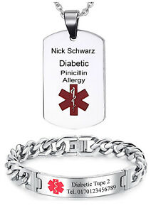 【送料無料】アクセサリー ネックレス マッシフタグブレスレットid massiccio medicina dog tag o bracciale con incisione a scelta nuovo notartzt sos