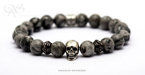 【貨物輸送無料】付属物 頸飾り カフビーズシルバースカルカフブレスレットbracciale perle jaspis 925 argento skull teschio donna uomo bracciale bracelet ネックレス・ペンダント-ジュエリー・アクセサリー-男女兼用アクセサリー