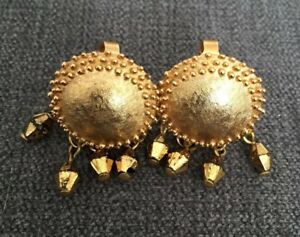 【貨物輸送無料】付属物 頸飾り ヴィンテージゴールドメッキドロップイヤリングクリップラウンドvintage placcato oro rotondo con gocce orecchini a clip 地方検事 trifari ジュエリー・アクセサリー-ネックレス・ペンダント