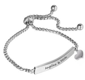 【貨物輸送無料】付属物 頸飾り シルバーハートステンレススチールブレスレットid bracciale インチ acciaio inox con cuore e incisione a scelta インチ argento, interruzione chiusura ネックレス・ペンダント-ジュエリー・アクセサリー