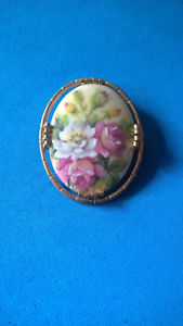 【送料無料】アクセサリー ネックレス ビンテージブローチbroche fleurs porcelaine limoges vintage brooch