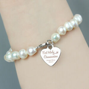 【送料無料】アクセサリー　ネックレス　カスタムパールブレスレットpersonalizzato inciso 1st prima comunione perla braccialetto idea regalo｜hokushin