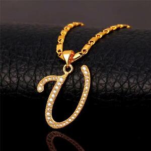 【貨物輸送無料】付属物 頸飾り アルファベットネックレスペンダント18k furono iniziale alfabeto inglese lettera u zirconi collana ciondolo ジュエリー・アクセサリー-ネックレス・ペンダント-男女兼用アクセサリー