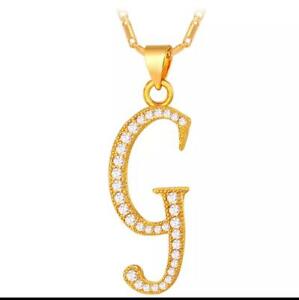 【貨物輸送無料】付属物 頸飾り ネックレスペンダントアルファベット18k furono iniziale alfabeto inglese lettera g con zirconi collana ciondolo 男女兼用アクセサリー-ネックレス・ペンダント-ジュエリー・アクセサリー