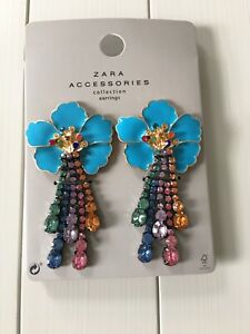 【送料無料】アクセサリー ネックレス ラベルストランドイヤリングdonna zara fiore dangle orecchini con fiori e ciocche di strass nuovo con etichetta|hokushin