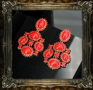 【送料無料】アクセサリー　ネックレス　イヤリングビンテージオリジナルドロップorecchini chiodo dorato rosso ovale goccia in attesa di vintage originale x11