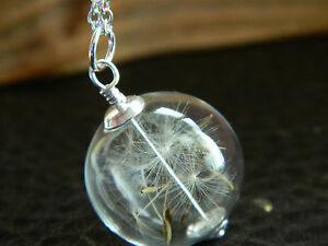 【送料無料】アクセサリー　ネックレス　スターリングシルバーシンプルタンポポセミガラスネックレス925 argento sterling semplice vero dente di leone semi sfera di vetro collana fatto a ma 13,986円