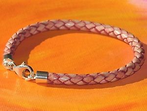【貨物輸送無料】付属物 頸飾り サクラ色ベイladiesda uomo 5粍 rosa インチ pelle intrecciata amp; argento sterling braccialelyme bay arte ジュエリー・アクセサリー-ネックレス・ペンダント