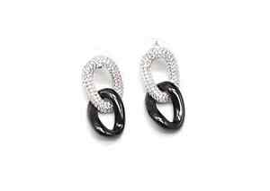 【送料無料】アクセサリー　ネックレス　ジルコニウムbo1172e boucles doreilles double maillons strass zirconium argent et mta