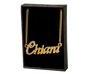 【送料無料】アクセサリー　ネックレス　ネックレスクリアｋゴールドメッキカスタムチェコcollana con nome chiara 18k placcato oro personalizzata strass ceco 14,585円