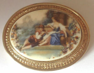 【送料無料】アクセサリー　ネックレス　ビンテージガラントゴーbroche bijou vintage came scne galante couleur or finement travaill * 4684