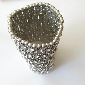 【送料無料】アクセサリー　ネックレス　ホワイトスレーブカラーカフbracciale alla schiava colore argento elastico 6 file di zirconi bianchi 103 c