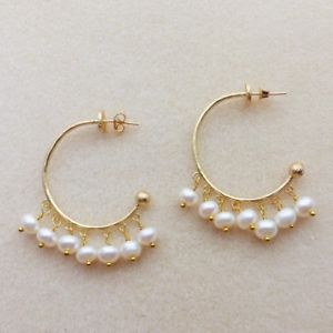 【送料無料】アクセサリー　ネックレス　イヤリングトーンサテンゴールドバロックorecchini cerchi tono oro satinato e perle barocche 29,800円