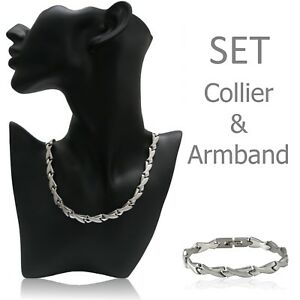 【送料無料】アクセサリー　ネックレス　チェーンコリアアンプカフモデルステンレススチールset catenacollier amp; bracciale modello grazia acciaio inox 316l lunghezza 460 540 cm