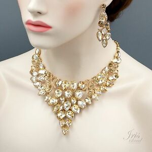 【送料無料】アクセサリー　ネックレス　クリスタルトパーズネックレスペンダントイヤリングsplendido placcato oro topazio cristallo collana con pendente orecchini 22,052円