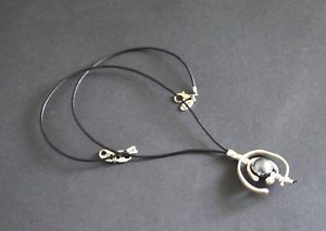 【貨物輸送無料】付属物 頸飾り ストラップパールネックレスcollana di  cordino cuerocollar di perla grisbaado di platacolgante cerchio ジュエリー・アクセサリー-男女兼用アクセサリー