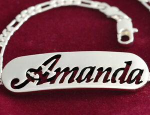 【貨物輸送無料】添え物 頸飾り アマンダカスタムブレスレットbracciale con nome amanda  18k placcato oro  silver plated  regalo personalizzato