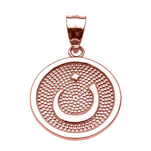 【送料無料】ネックレス　ｋローズゴールドアラビアペンダント14k rose gold arabic letter nuun n initial charm pendant