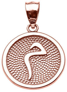 【送料無料】ネックレス　ｋローズゴールドアラビアペンダント14k rose gold arabic letter miim m initial charm pendant