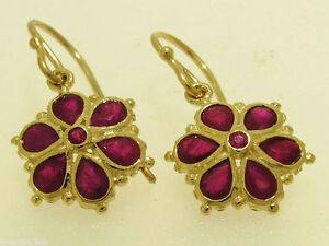 【送料無料】ネックレス　ｋゴールドルビーデイジードロップイヤリングフラワーブロッサムe036 genuine 9ct 9k gold natural ruby daisy drop earrings flower blossom dangle