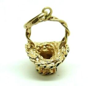 【送料無料】ネックレス　イエローゴールドペンダントソリッドビンテージイタリアバスケットyellow gold pendant solid 18 ct vintage 70s italian shaped basket｜hokushin