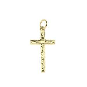 【送料無料】ネックレス　イエローゴールドパターンスクロールクロスmedium 9ct yellow gold scroll patterned cross 24g