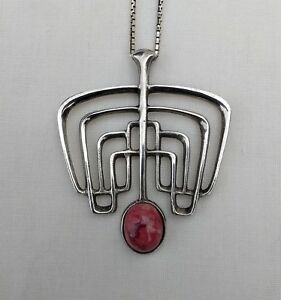 【送料無料】ネックレス　デビッドアンダーセンシルバーペンダントdavidandersen silver amp; thulite pendant by bjorn sigurd ostern, 1964