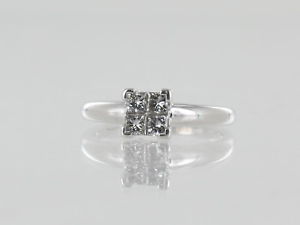 【送料無料】ネックレス　ホワイトゴールドプリンセスカットリング9ct white gold 4 stone princess cut ring perfect engagement ring 040ct｜hokushin