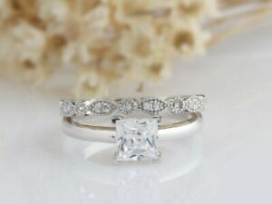 【送料無料】ネックレス プリンセスホワイトゴールドリング122 tcw princess cut engagement wedding ring set in white gold for women