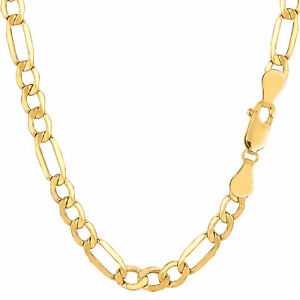 【送料無料】ネックレス　イエローゴールドライトフィガロチェーン10k yellow gold light figaro chain, width 54mm｜hokushin