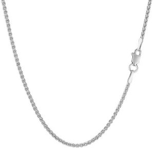 【送料無料】ネックレス　ｋホワイトゴールドラウンドチェーン14k white gold round wheat chain, width 15mm