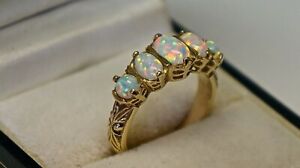【送料無料】ネックレス　ファインビンテージゴールドオパールリングオパールサイズfine vintage 9ct gold five stone opal ring, most amazing natural opals, size o｜hokushin
