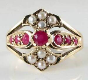 【送料無料】ネックレス アールデコインゴールドルビーパールクレストインリングフリーサイズlarge art deco ins 9k 9ct gold  ruby amp; pearl crest aniique ins ring free size
