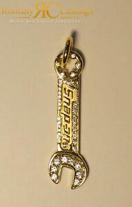 【送料無料】ネックレス レンチペンダントゴールドスナップ9ct gold snap on spanner pendant cz multi encrusted 11g stamped 375 51 x 15 mm